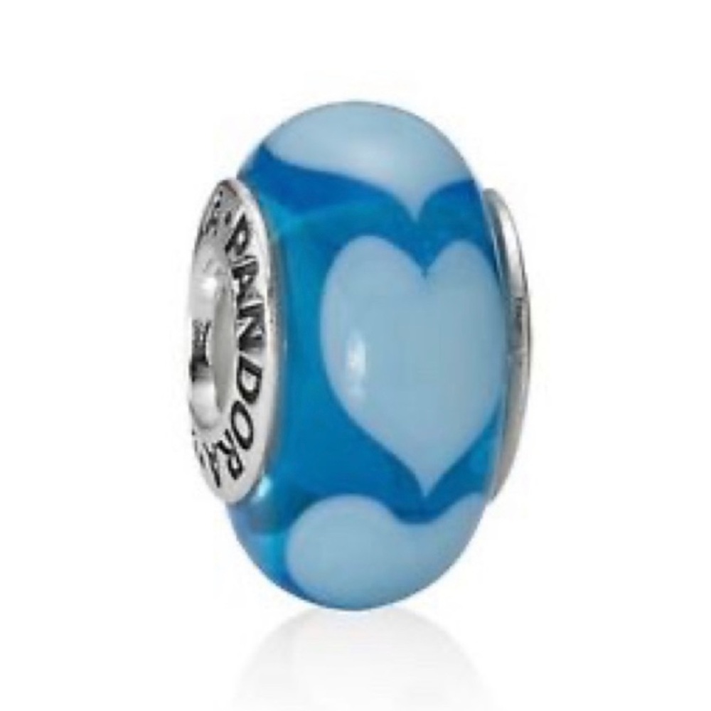 Authentic Pandora Blue Heart Murano